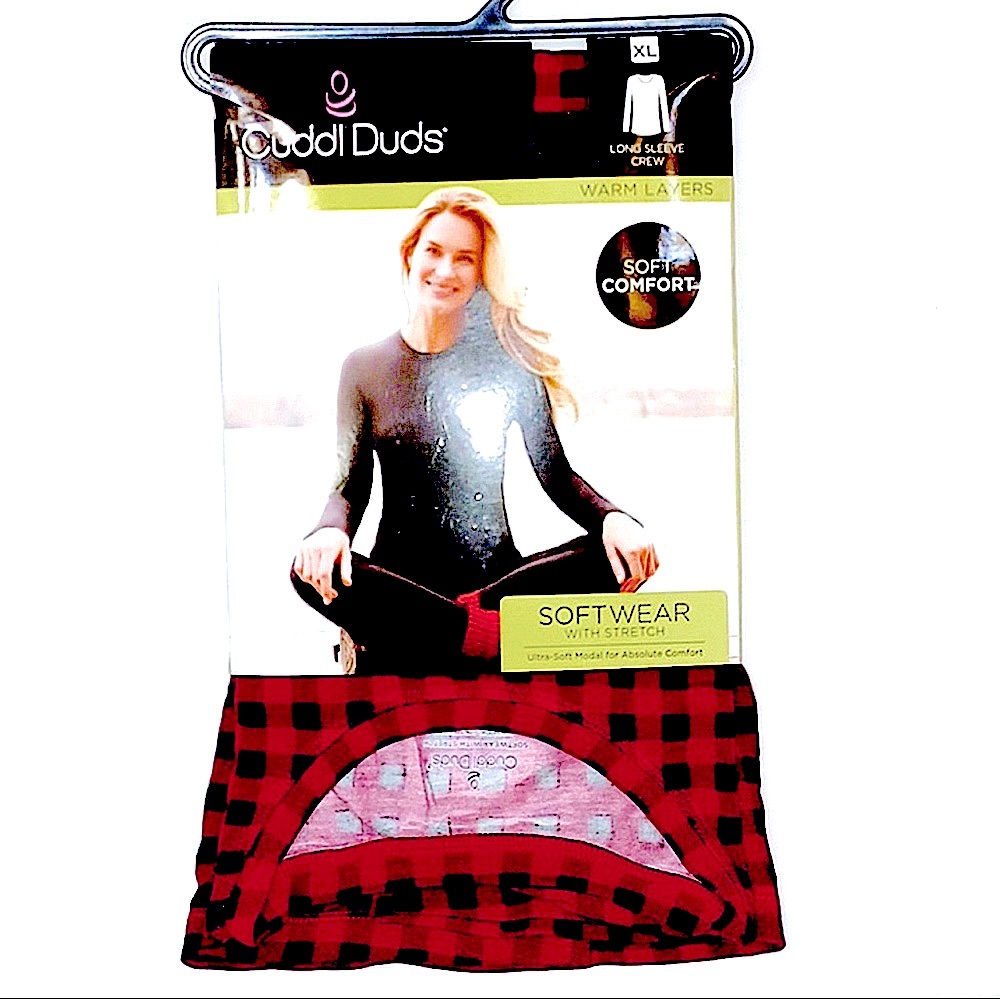NWT Buffalo Plaid Cuddl Duds® ‘Softwear with Stretch’ long sleeve crewneck top.